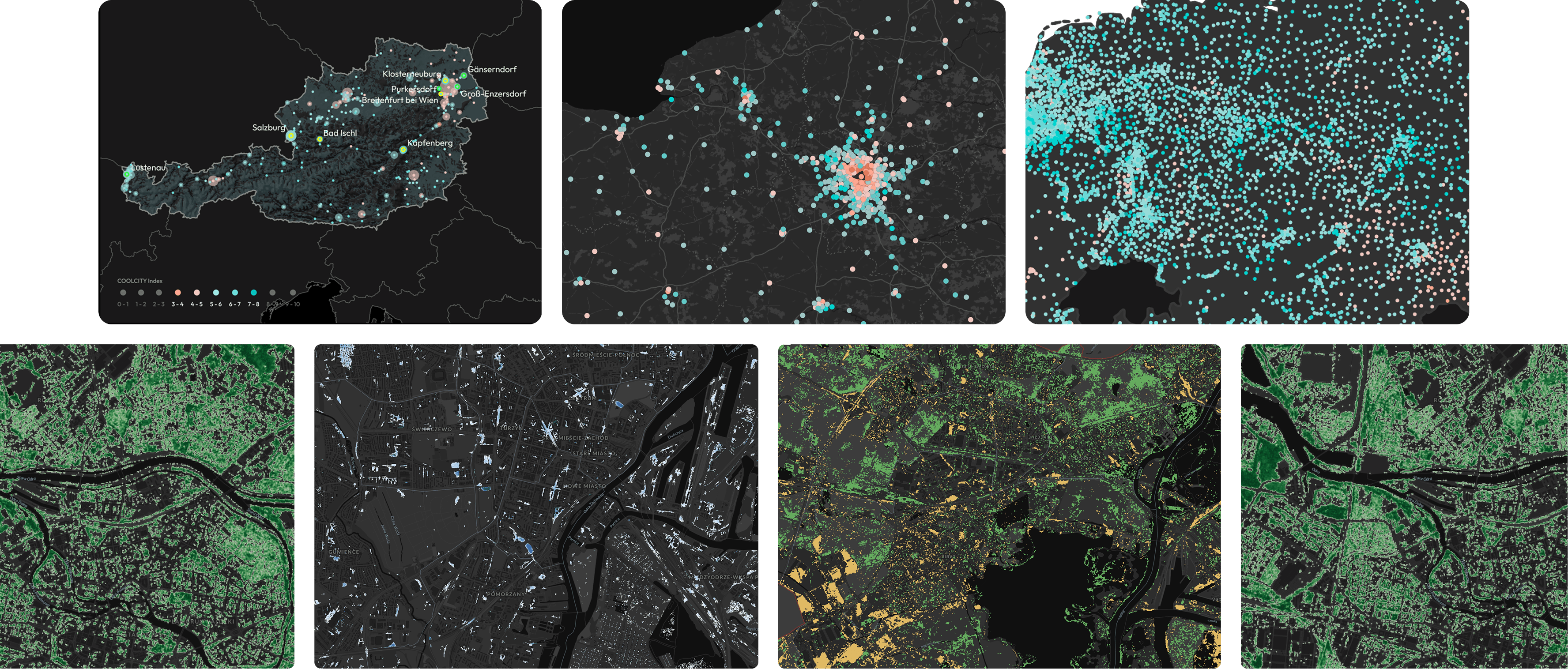 COOLCITY regional and urban climate data map examples