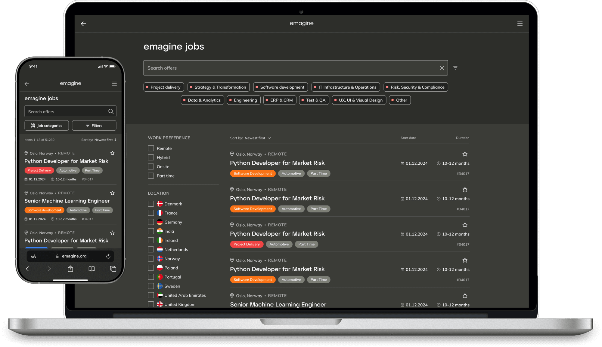emagine Consultant portal screens