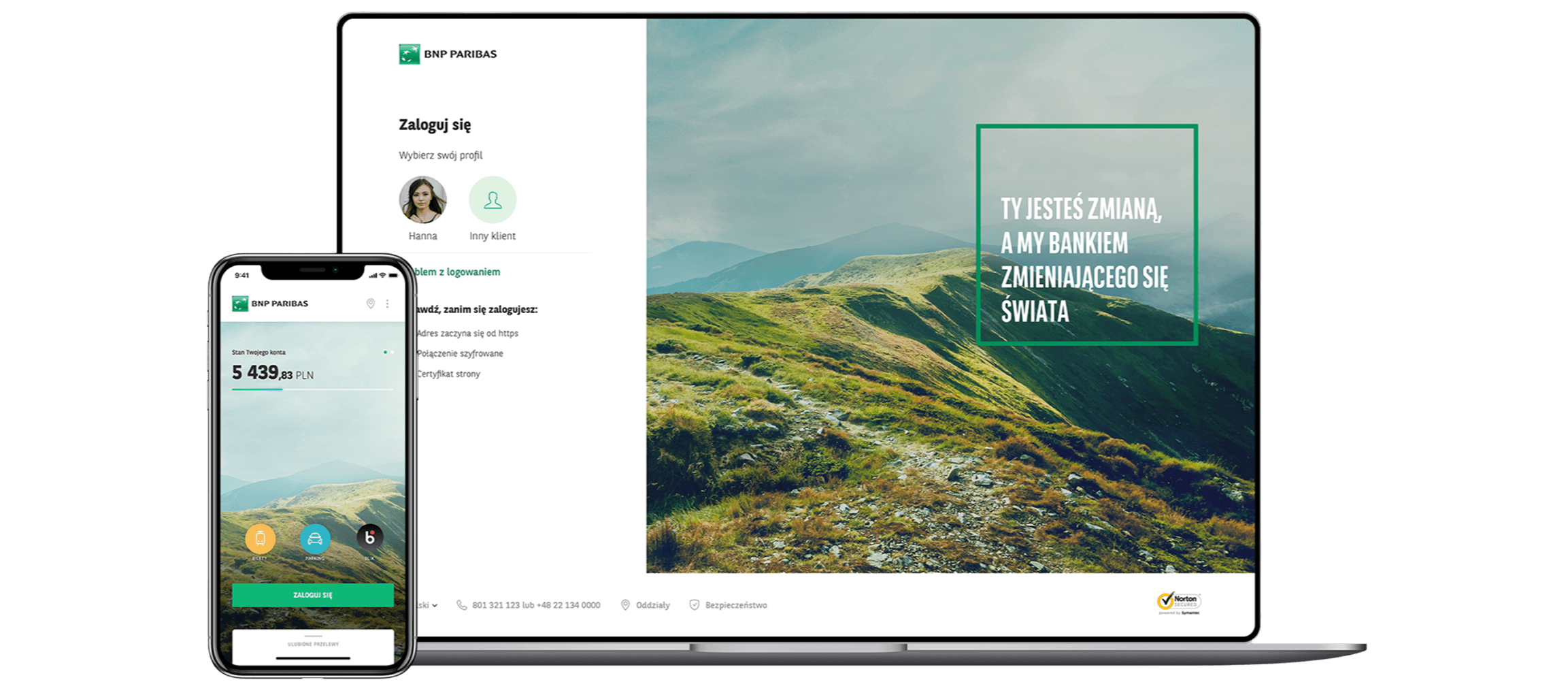 BNP Paribas digital banking screens