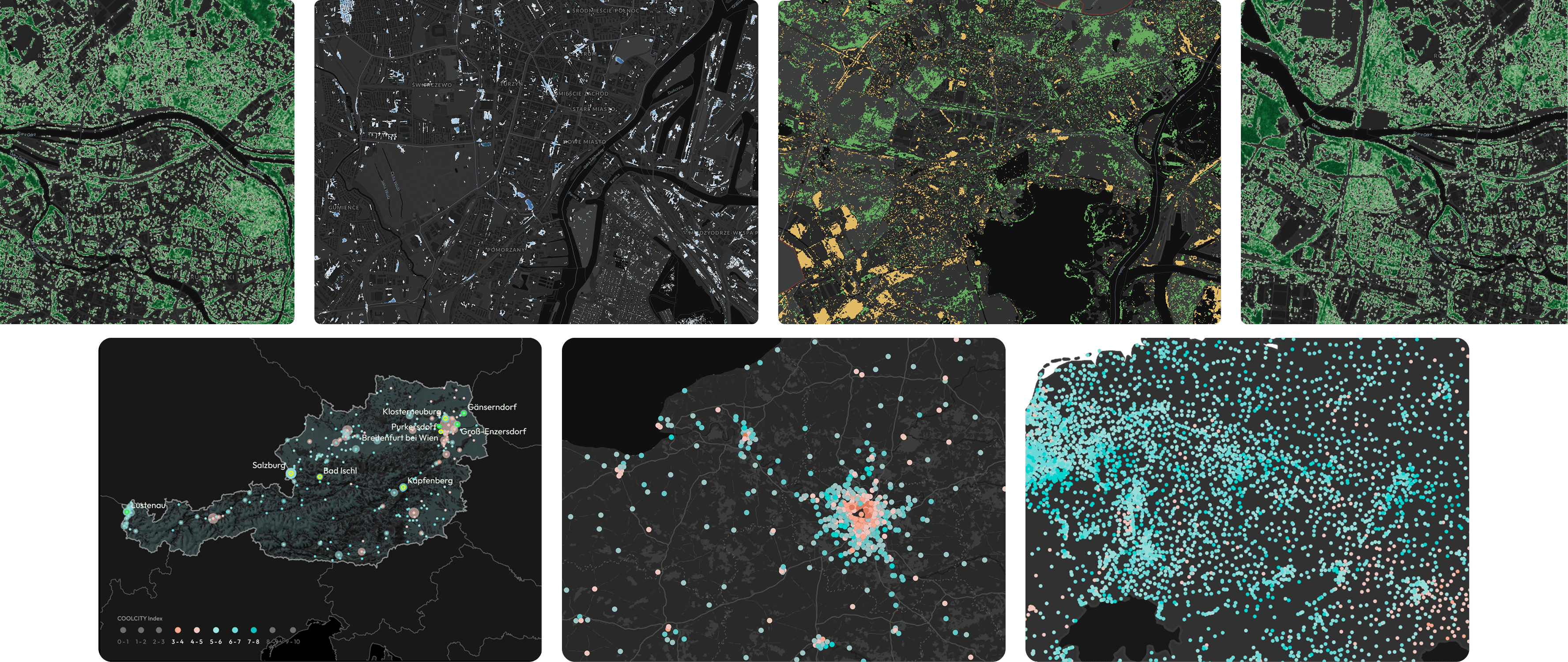COOLCITY regional and urban climate data map examples