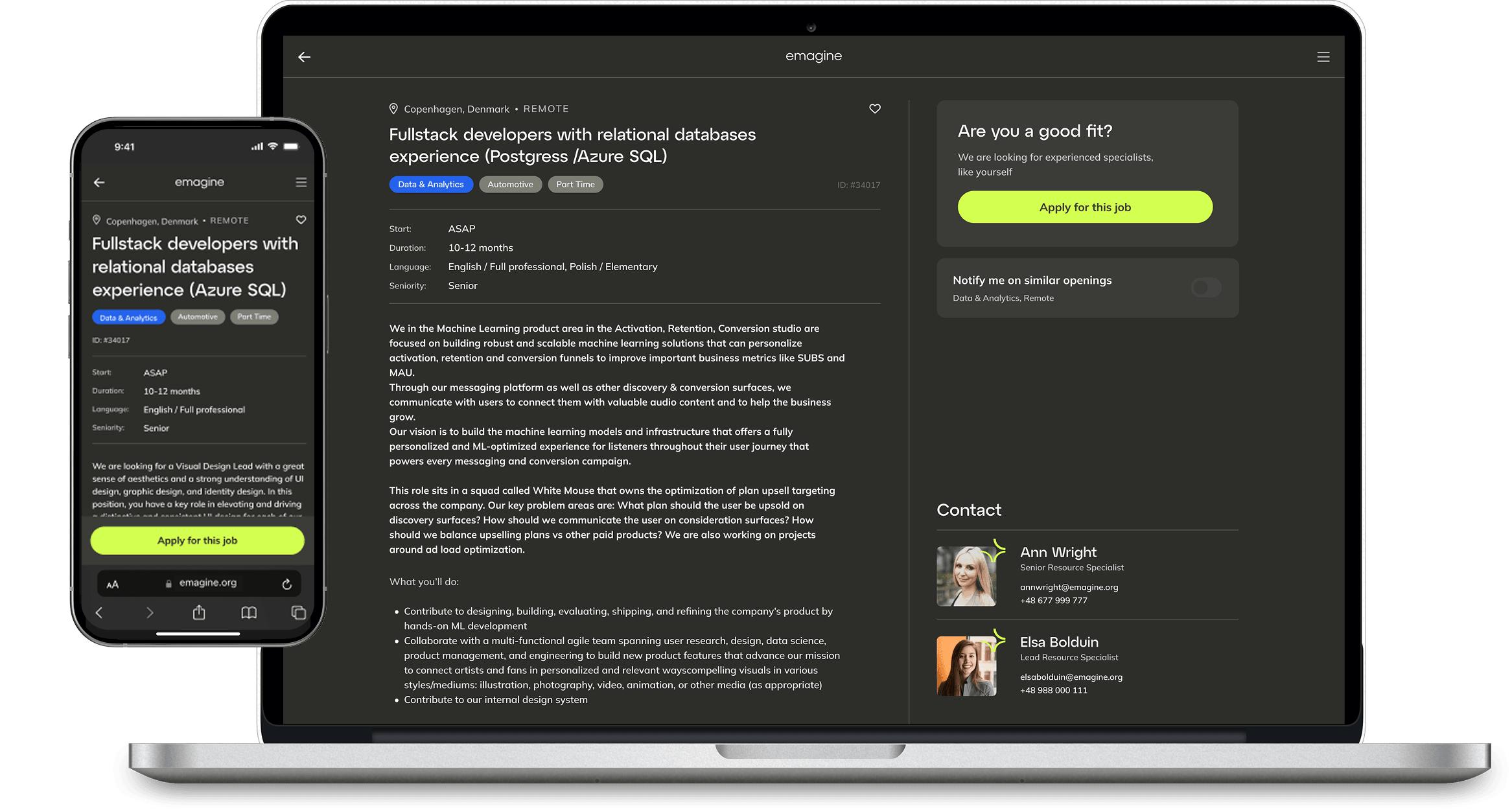 emagine public job application