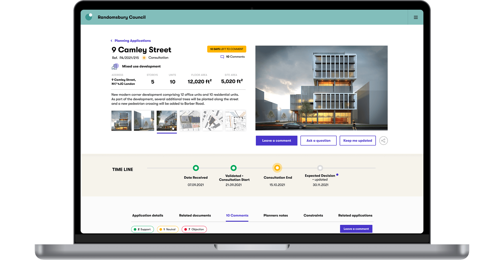 Innovate UK planning applications service